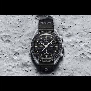 AUTHENTIC Mission to the MOON Black Omega x Swatch Collab Watch